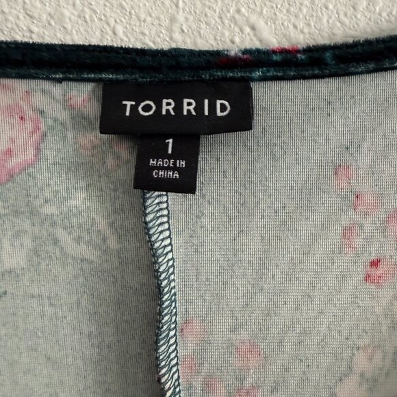 Torrid Floral Velvet Mini Dress - Green and Red - Picture 4 of 10